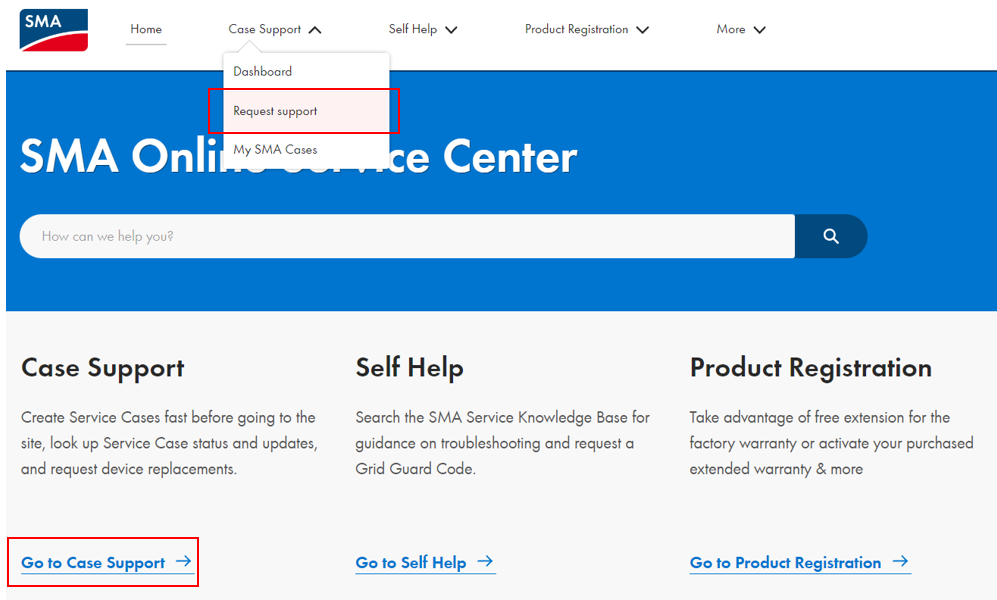 Creating a case in the Online Service Center