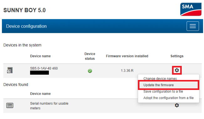 Device Firmware Update with WebUI