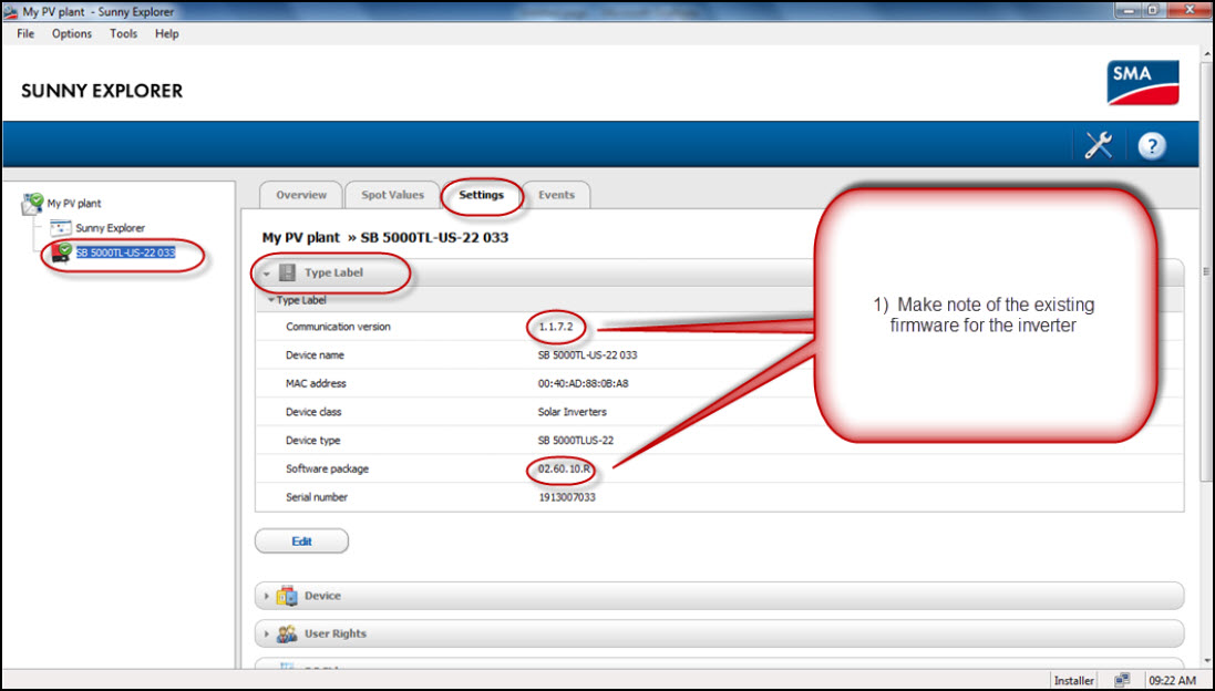 Sunny Explorer Detailed Steps for Firmware Update of SMA US Model